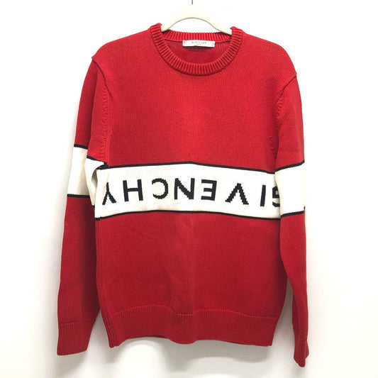 GIVENCHY BM9063401M Reverse Logo Crew Neck Pullover Knit Sweater for Men, Red