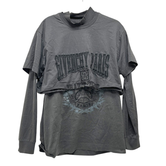 GIVENCHY BM71FC3Y8T 2022AW Overlap embroidery Apparel Tops Long T-shirt cotton gray Used