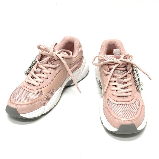 Sergio Rossi B10800-MFL270 Women's Pink Canvas Low-Top Sneakers with Beading