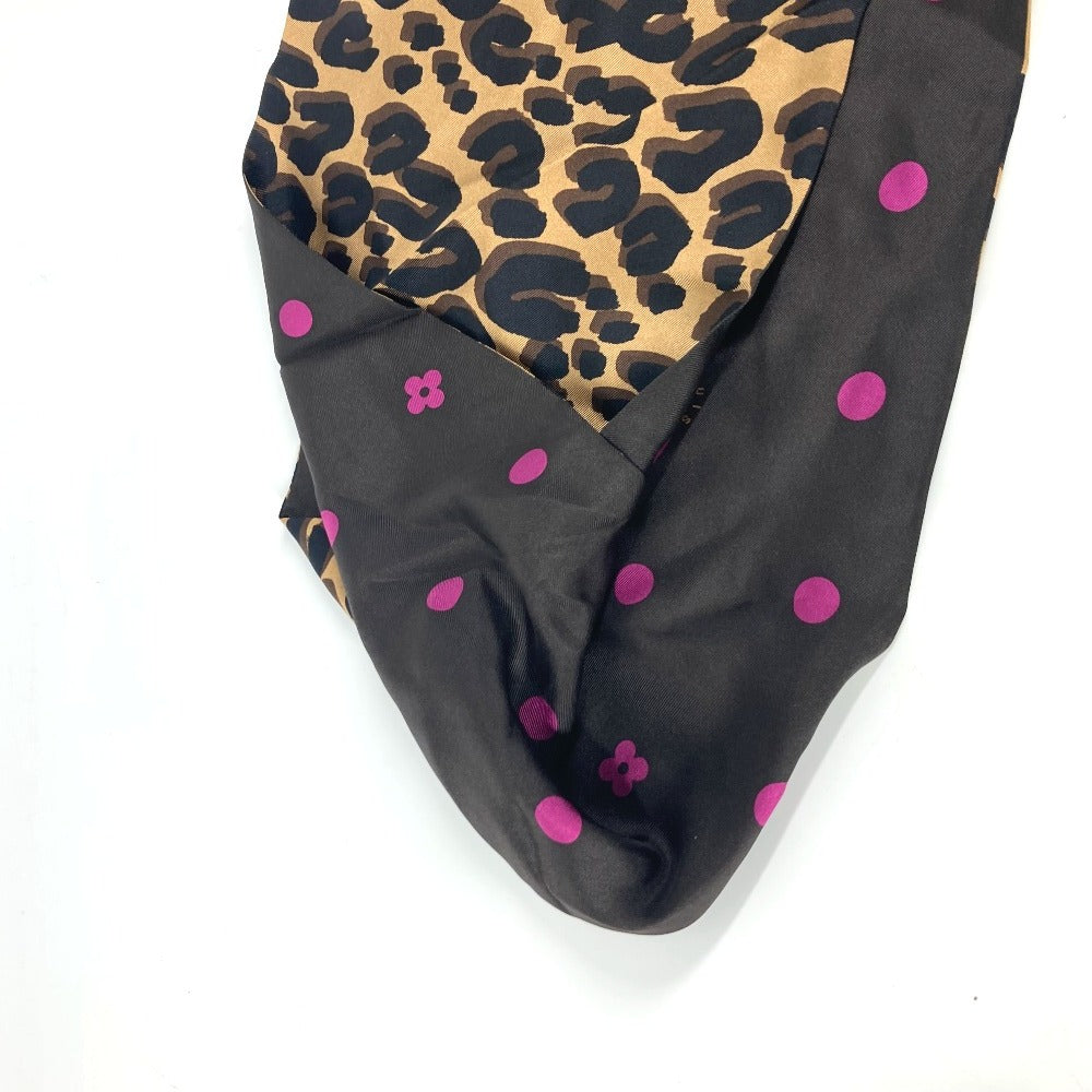LOUIS VUITTON レオパード ロゴ スヌード 豹柄 ヒョウ マフラー シルク レディース ブラウン - brandshop-reference