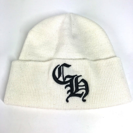 CHROME HEARTS ロゴ CH ビーニー 帽子 ニット帽 ニットキャップ ニット帽 アクリル ユニセックス ホワイト - brandshop-reference