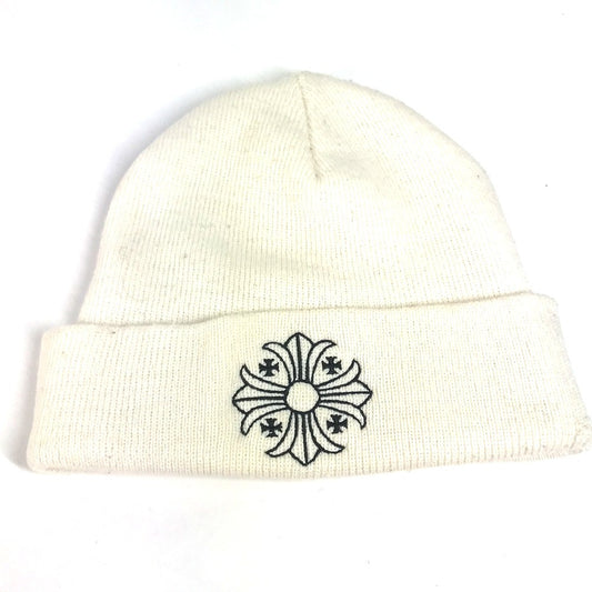 CHROME HEARTS Logo Beanie Hat, Knit Cap, Unisex, Acrylic, White