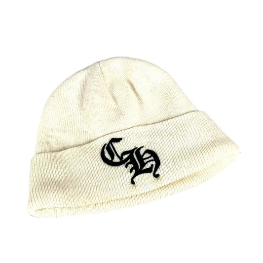 CHROME HEARTS Bicolor CH logo beanie hat knit hat knit cap Knit hat acrylic White/Black Used