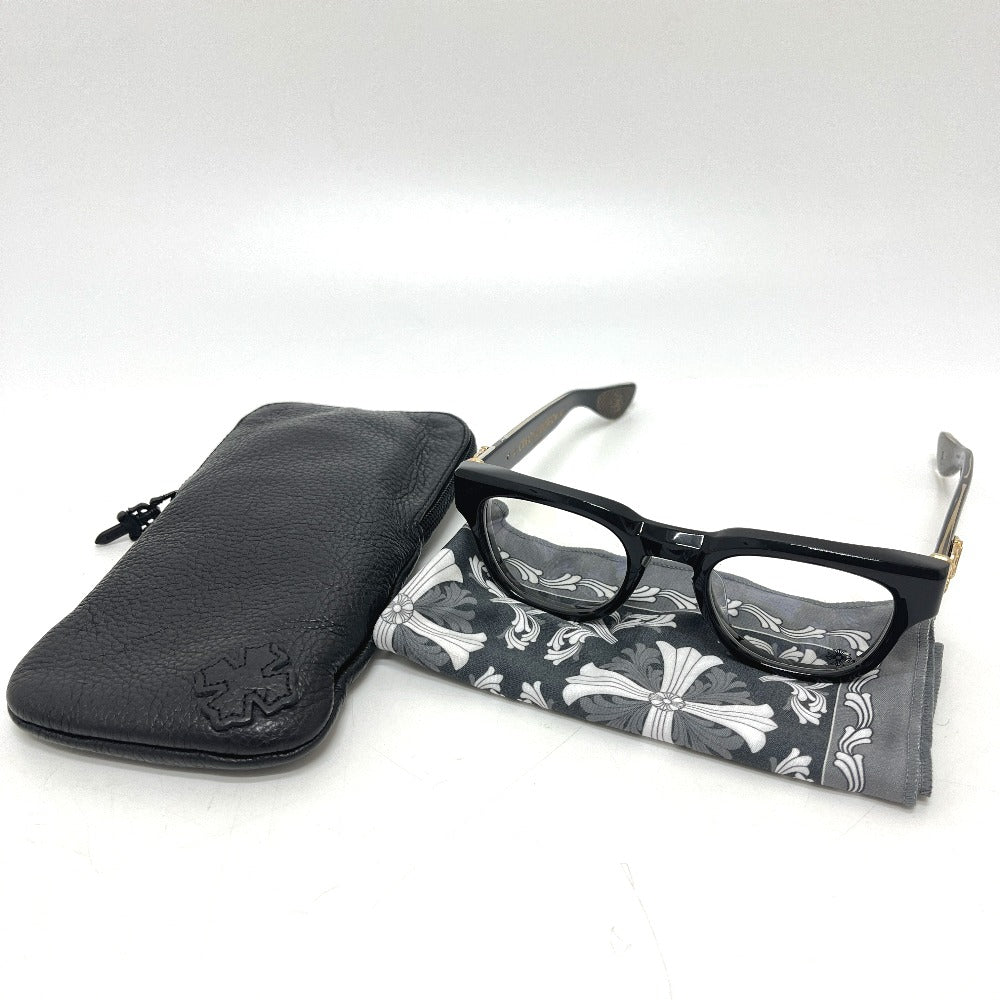 CHROME HEARTS BK-18KGP CUNTVOLUTED ウェリントン 伊達メガネ アイウェア 眼鏡 プラスチック メンズ ブラック