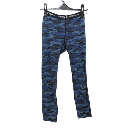 CHROME HEARTS CH Scroll Print Leggings, Camouflage Pattern, Men's Cotton Pants, Blue