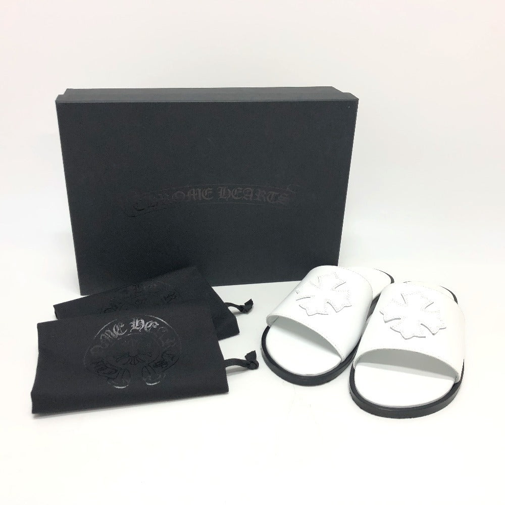 CHROME HEARTS Cross patch flat sandals shoes Sandals Leather White Used