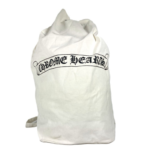 CHROME HEARTS Logo Drawstring Bag, Shoulder Bag, Cotton, Unisex, White