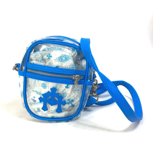 CHROME HEARTS TAKA MINI Cross Patch Pochette Shoulder Bag, PVC, Men's, Blue