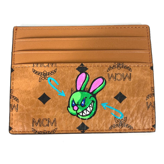MCM SAMBYPEN Collaboration Sambypen Visetos Rabbit Business Card Holder/Pass Case/Card Case Leather Men's Brown