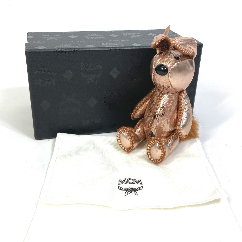 MCM ヴェセトス うさぎ メタリックレザー ファー カバン バッグチャーム キーホルダー レザー レディース メタリックピンク