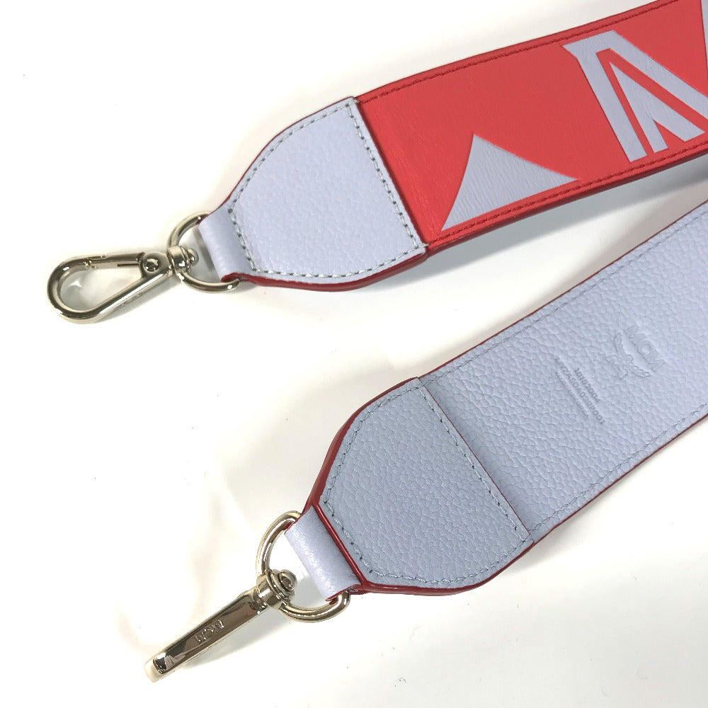 MCM Logo Shoulder Strap Leather Women's Red