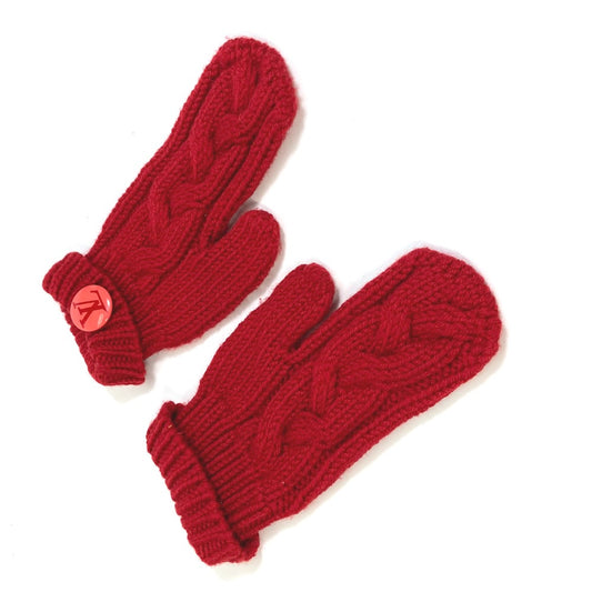 Louis Vuitton Can Badge Morphle Constance Mittens Gloves Wool Unisex Merah
