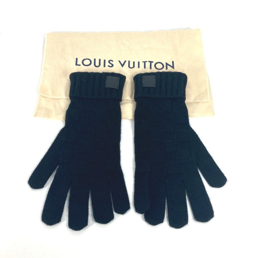 LOUIS VUITTON M72682 革 レザー ワッペン ゴンヘルシンキ ダミエ グローブ 手袋 カシミヤ メンズ ブラック - brandshop-reference
