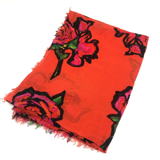 LOUIS VUITTON M72380 ショール フリンジ エトール・ローズ ショール ロゴ バラ 大判 ストール カシミヤ レディース オレンジ