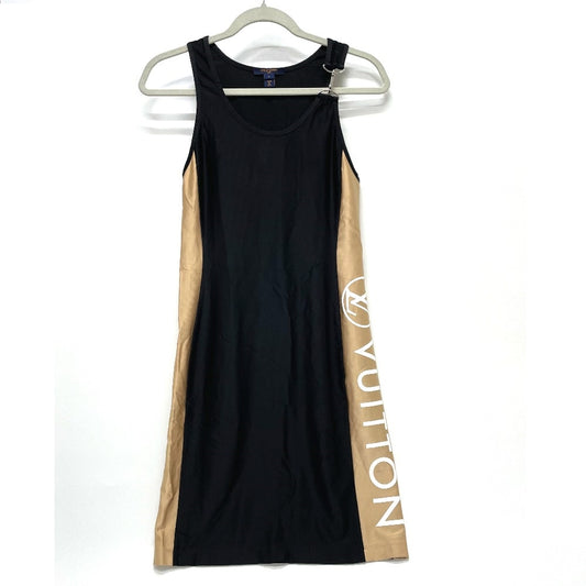 LOUIS VUITTON Women's Sleeveless Tube Tank Top/Dress in Vitamins, Black and Beige, FW21