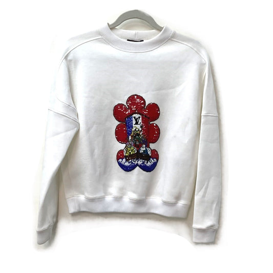 LOUIS VUITTON Sequined Jersey Pullover with Kansai Yamamoto Kabuki Design and Seven Lucky Gods Design, Cotton, White, Women's
