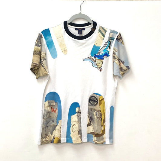 LOUIS VUITTON ロゴ アパレル トップス 丸首 半袖Tシャツ コットン レディース ホワイト