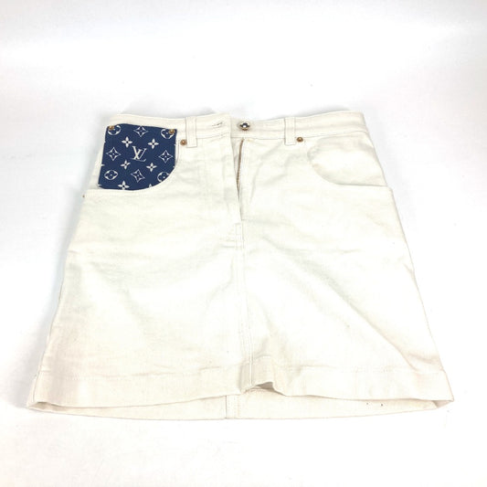 LOUIS VUITTON Monogram Pocket Apparel Mini Skirt, Cotton, Women's, White