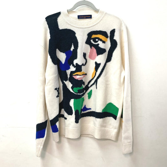 LOUIS VUITTON 1ABXY8 インタルシアカシミヤウールクルーネック 長袖 ニット アパレル トップス RM232 セーター ウール/カシミヤ メンズ ホワイト - brandshop-reference