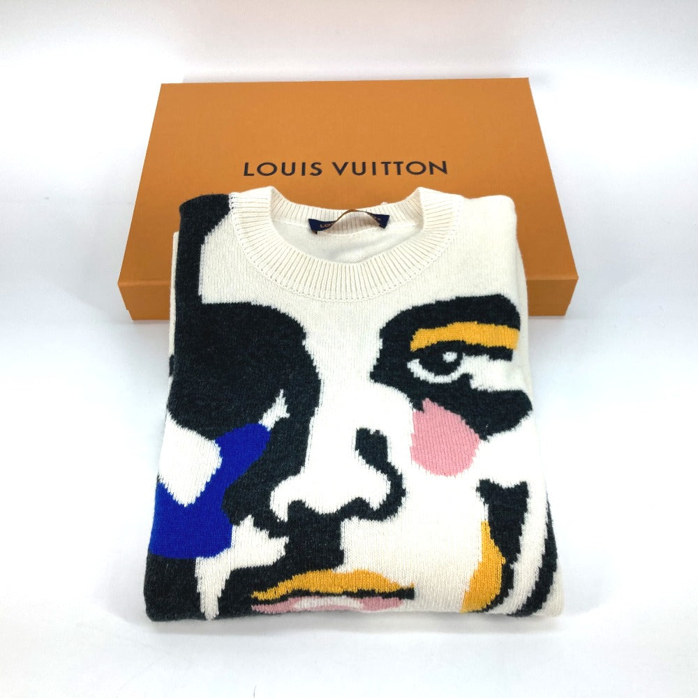 LOUIS VUITTON 1ABXY8 インタルシアカシミヤウールクルーネック 長袖 ニット アパレル トップス RM232 セーター ウール/カシミヤ メンズ ホワイト - brandshop-reference