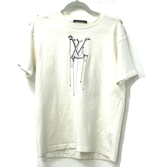 LOUIS VUITTON Logo Apparel Top, Short Sleeve T-Shirt RM201, Men's, White, Cotton