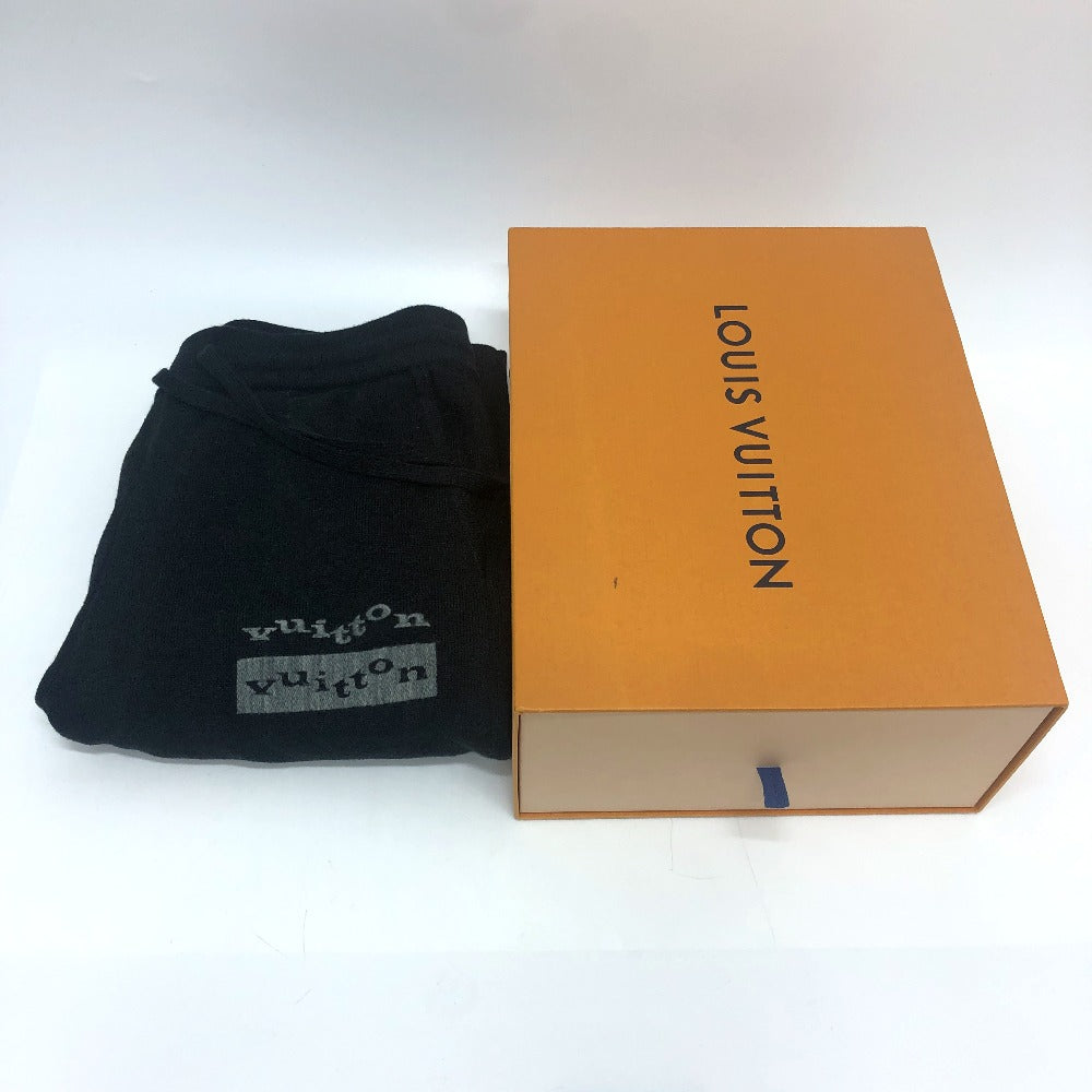 LOUIS VUITTON RM231M Men's Black Wool Knit Sweatpants with Logo Patch