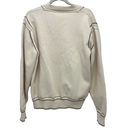 LOUIS VUITTON 1AFPXX Signature Light LV Logo Apparel Knit Top with Stitching, Spring/Summer 2024 Cotton Cardigan, Men's, Beige