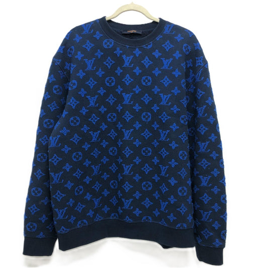 LOUIS VUITTON RM192M フルモノグラムジャカード アパレル クルーネックスウェット 裏起毛 トップス トレーナー コットン メンズ ブルー - brandshop-reference