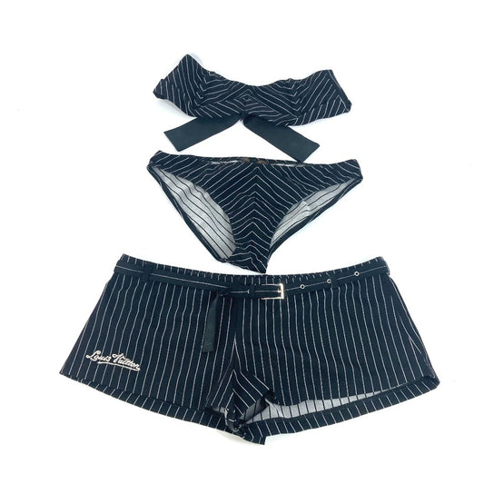 LOUIS VUITTON スリーピースセット ロゴ ビキニ セット ペア スイムウエア スィムウエア 水着 ポリアミド レディース ブラック - brandshop-reference