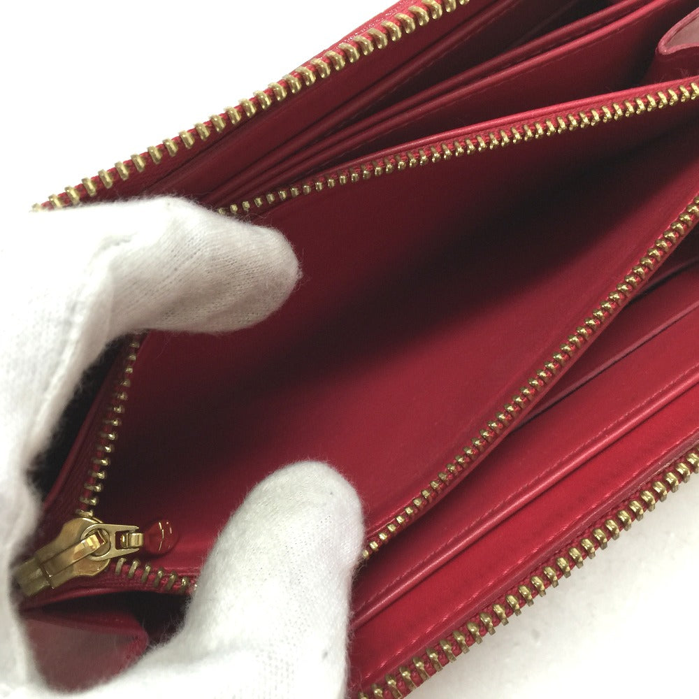 LOUIS VUITTON M91572 Vernis Dot Infinity Zippy Wallet, Patent Leather, Women's, Red Rouge