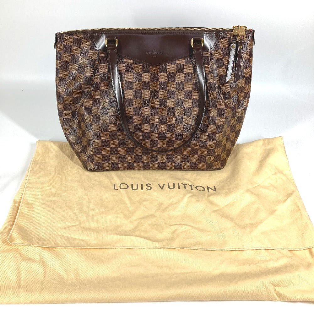 Louis Vuitton N41103 Damier Westminster GM Bag Tote Bag bahu Beg Damier Canvas Wanita Ebene Brown