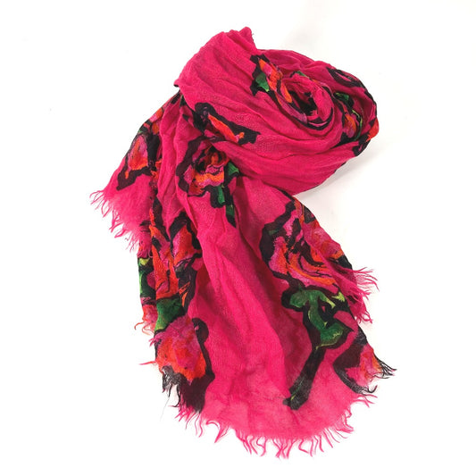 LOUIS VUITTON M72379 Etoile Rose Graffiti Shawl with Fringe, Cashmere, and Fuchsia Pink