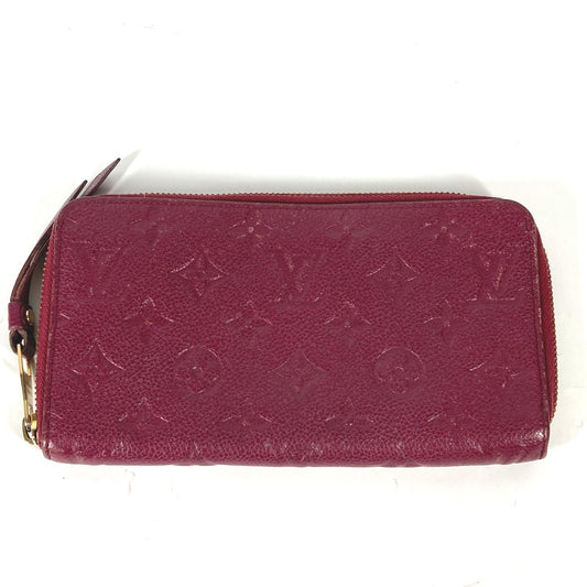 LOUIS VUITTON M60359 Monogram Empreinte Portefeuille Secrete Long Wallet with Round Zipper, Monogram Empreinte Leather, Women's, Aurore, Red