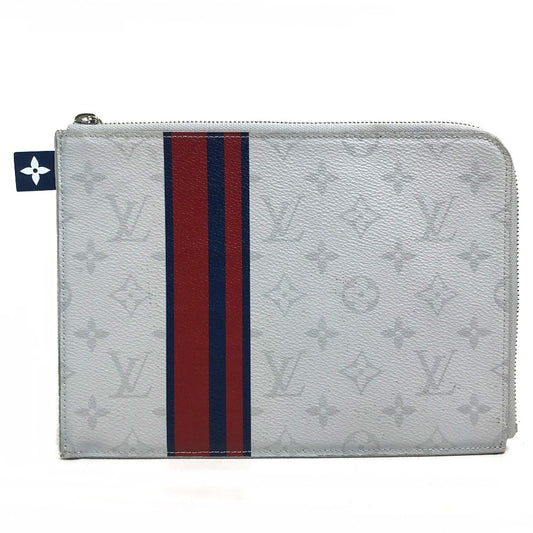LOUIS VUITTON M61745 モノグラム ホワイト ジュールPM カバン L字ファスナー セカンドバッグ クラッチバッグ モノグラムキャンバス メンズ ホワイト×レッド×ブルー