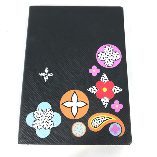 LOUIS VUITTON Epi Caix Clemence Flower Design Stationery Notebook Epi Leather Women's Black