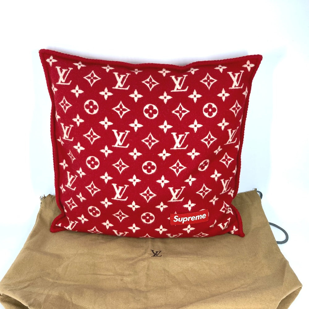 LOUIS VUITTON MP1886 シュプリーム SUPREME コラボ モノグラム ピロー 枕 インテリア クッション ウール/カシミヤ メンズ レッド