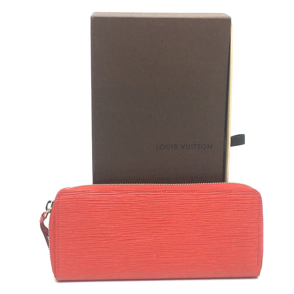 LOUIS VUITTON M60913 Epi Portefeuille Clemence Round Zip Long Wallet in Epi Leather, Women's, Red, Coquelicot