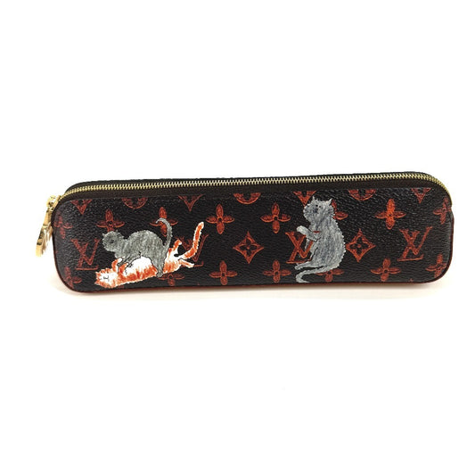 LOUIS VUITTON GI0357 Monogram Cat Gram "Truth Elisabeth" Pencil Case, Stationery, Monogram Canvas, Women's, Brown