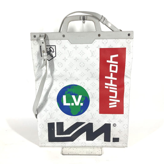 LOUIS VUITTON M44627 Monogram White Flat Vertical Tote, 2-Way Bag, Shoulder Bag, Crossbody Tote Bag, Monogram Canvas, Men's, White