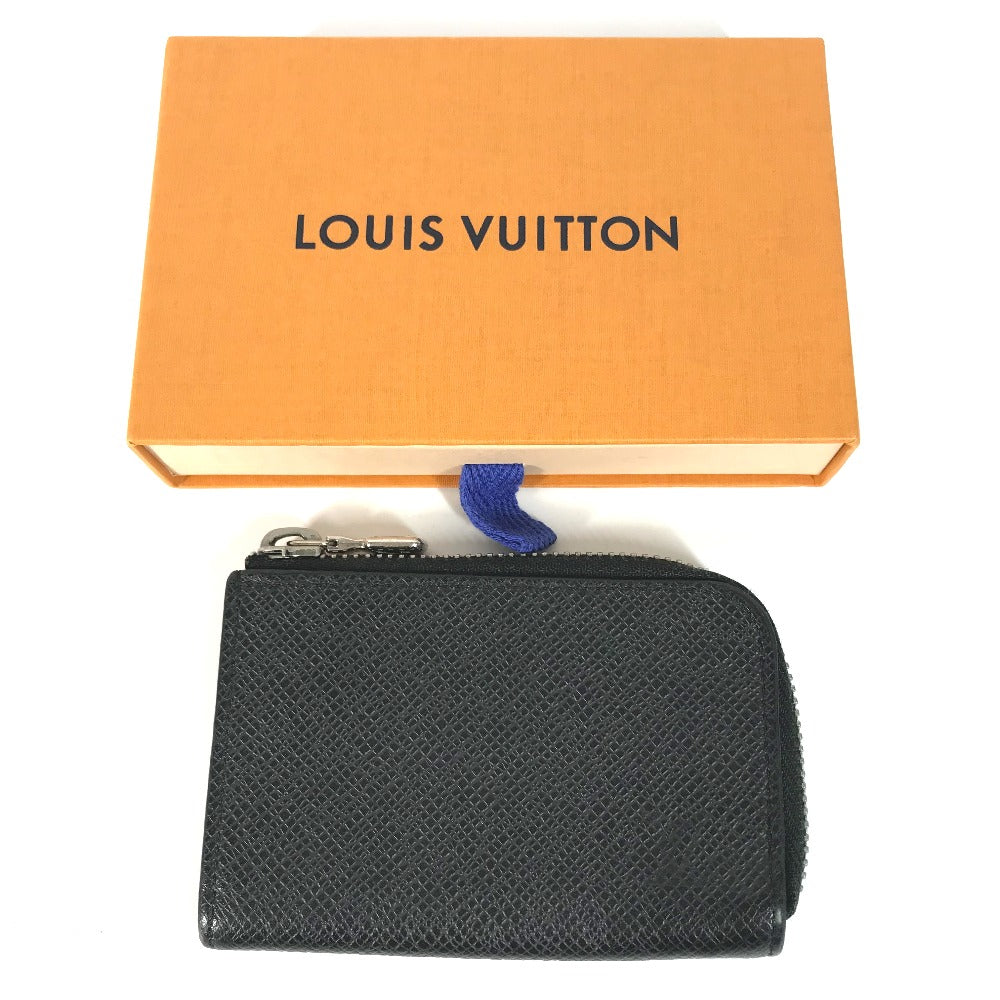 LOUIS VUITTON M63375 Taiga Porte Monnaie Jour L-shaped zipper wallet with coin purse in Taiga leather, men's Ardoise, black