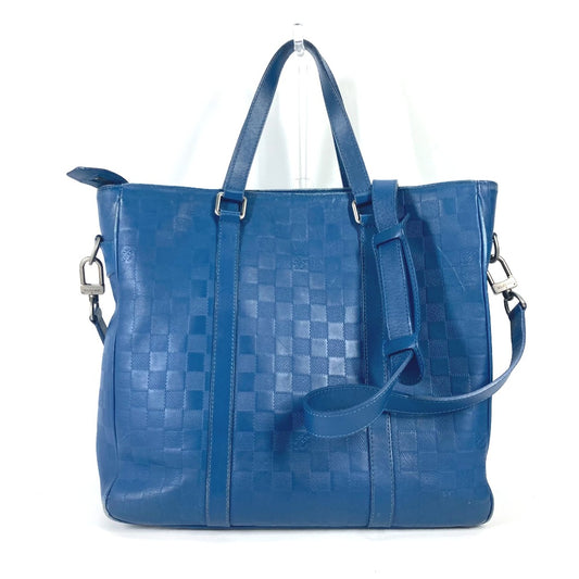 LOUIS VUITTON N41352 Damier Infini Tadao PM 2-Way Shoulder Bag/Tote Bag in Damier Infini Leather, Men's, Neptune Blue