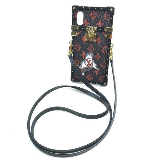 LOUIS VUITTON M63891 Transformed Monogram Eye Trunk Catgram iPhone X XS iPhone Case Monogram Canvas Women's Maroon Black/Orange