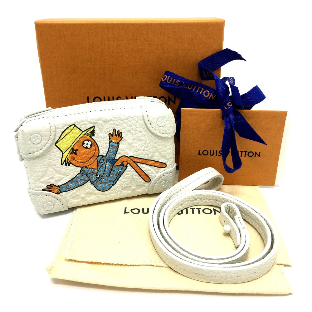 LOUIS VUITTON M80209 モノグラム LVフレンド プリント ネック ソフトトランク 3つ折り財布 トリヨンレザー ユニセックス ホワイト