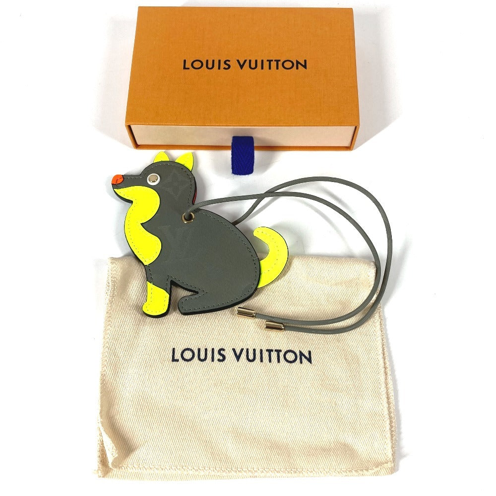 LOUIS VUITTON M63280 Monogram Titanium Porte Address Dog Bag Charm Keychain Charm Canvas Men's Gray