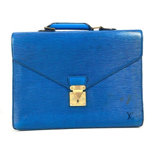 LOUIS VUITTON M54425 エピ セルヴィエット コンセイエ ハンドバッグ カバン トートバッグ ビジネスバッグ エピレザー ユニセックス トレドブルー ブルー - brandshop-reference