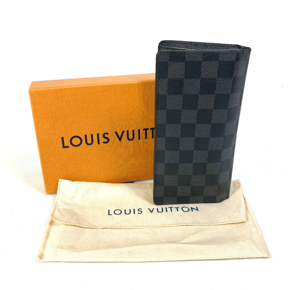 LOUIS VUITTON N62655 ダミエグラフィット ポルトフォイユブラザ 旧型 2つ折り 長財布 ダミエグラフィットキャンバス メンズ ブラック