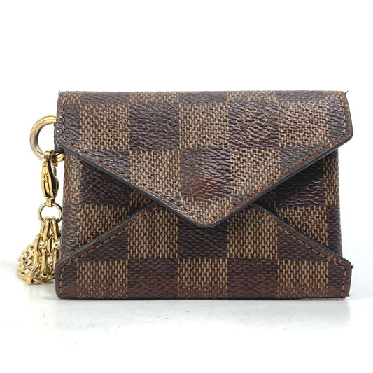 LOUIS VUITTON N60285 ダミエ ポシェット キリガミ チェーンネックレス付き 小銭入れ 財布 コインケース ダミエキャンバス レディース エベヌ ブラウン