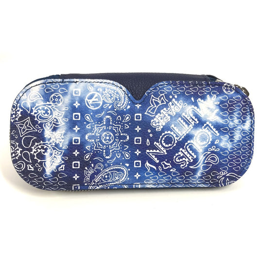 LOUIS VUITTON GI0764 モノグラムバンダナ エテュイ リュネット GM サングラスケース アイウェア メガネ 眼鏡 ポーチ メガネケース レザー ユニセックス ブルー - brandshop-reference