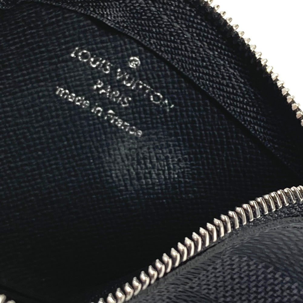 LOUIS VUITTON N60155 Damier Graphite Card and Key Case, Pochette Cle Coin Purse with Key Ring, Unisex, Damier Graphite Canvas, Black