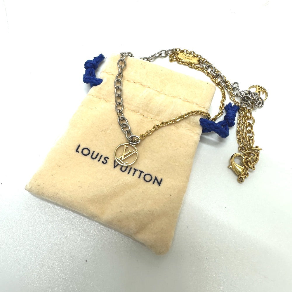 LOUIS VUITTON M68074 Logomania Two-Tone Chain Necklace, Metal, Women's, Gold